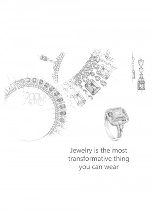 Elegant Jewelry Sketch Collection Social Media Post For X