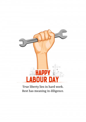 Illustration of a hand holding a wrench with 'Happy Labour Day' text
