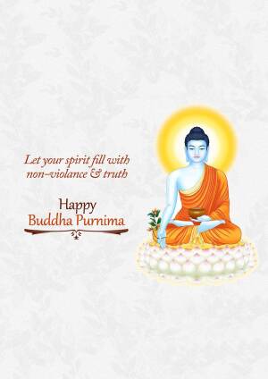 Image of Buddha meditating with a message for Buddha Purnima