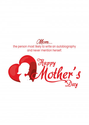 Mother's Day greeting card with a heart and silhouette of a mother and child.