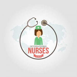 International Nurses Day graphic with a stethoscope and nurse icon