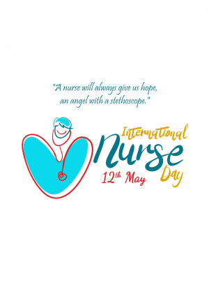 Image celebrating International Nurse Day with a heart and stethoscope design.