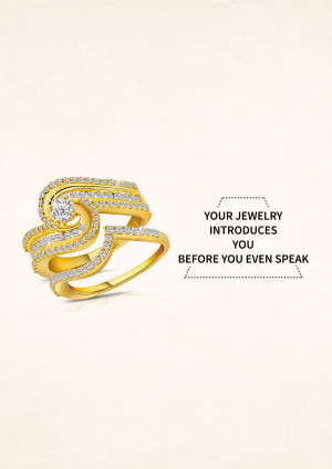 Elegant Gold Ring With Diamond Banner For LinkedIn