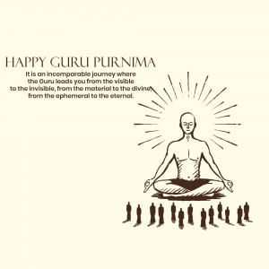 Guru Purnima illustration with a meditating figure and followers