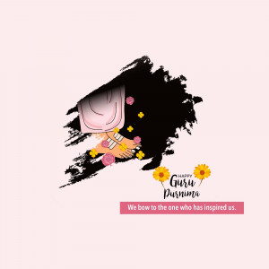 Guru Purnima greeting with feet illustration and floral design