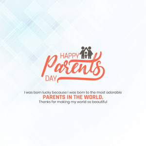 Happy Parents Day card with family silhouette and heartfelt message