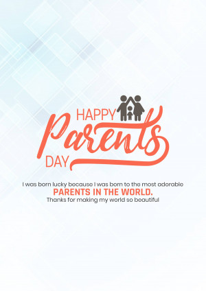 Happy Parents Day card with family silhouette and heartfelt message