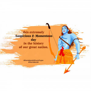 Illustration of Lord Rama with a bow and arrow, celebrating the Ram Mandir inauguration.
