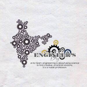 India map made of gears with 'Happy Engineers Day' text