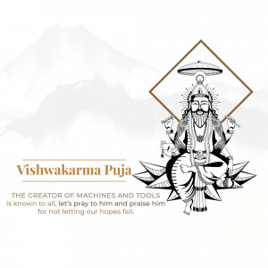Illustration of Lord Vishwakarma, the Hindu god of craftsmanship, architecture and divine artisan.