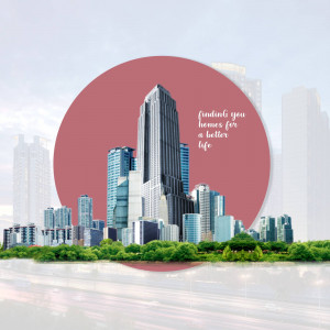 Cityscape With Red Circle And Text Promotional Banner For Telegram