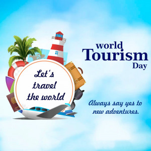 World Tourism Day graphic with travel elements