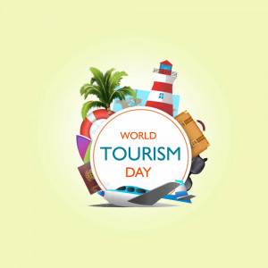Illustration depicting travel elements for World Tourism Day