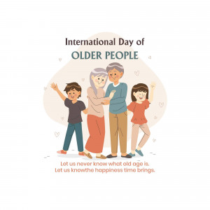 Illustration depicting a family with grandparents celebrating International Day of Older People.