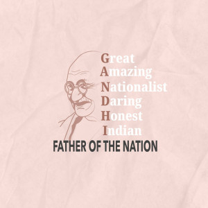 Portrait of Mahatma Gandhi with acronym and title