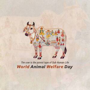 Cow With Deities - World Animal Welfare Day Creative Design For Google Business Profile