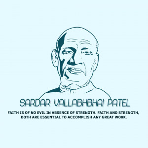 Line art portrait of Sardar Vallabhbhai Patel with a quote.