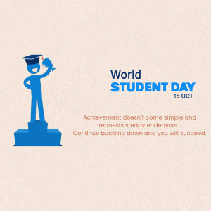 Illustration of a student figure holding a trophy, celebrating World Student Day.