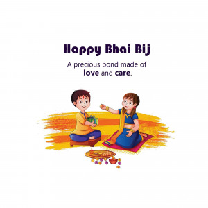 Illustration of a brother and sister celebrating Bhai Bij with gifts and sweets.