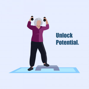 Senior Woman Exercising With Dumbbells Post For WhatsApp