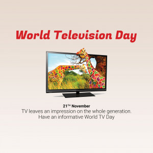 Image depicting a television with a giraffe appearing on the screen, celebrating World Television Day.