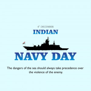 Indian Navy Day celebration graphic with a silhouette of a warship.