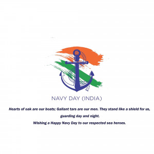 Image depicting the Indian Navy emblem with the text 'Navy Day (India)' and a patriotic message.
