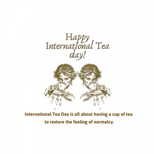 Illustration celebrating International Tea Day with two women enjoying tea.
