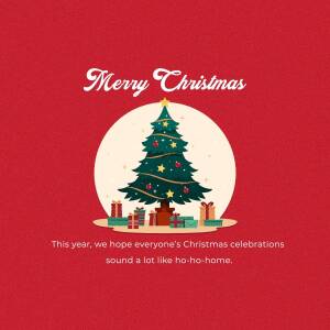 Illustration of a Christmas tree with gifts and the text 'Merry Christmas'