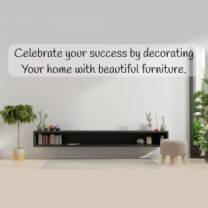 Minimalist living room with floating shelf and plants