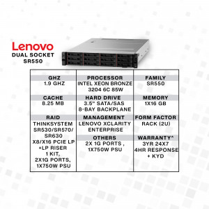 Lenovo SR550 Dual Socket Server with specifications
