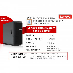Lenovo ThinkSystem ST550 Server with Intel Xeon Bronze Processor