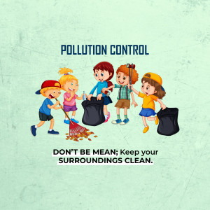 Children cleaning up trash to promote pollution control