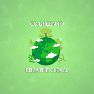 Illustration of Earth with trees and clouds, promoting environmental awareness.