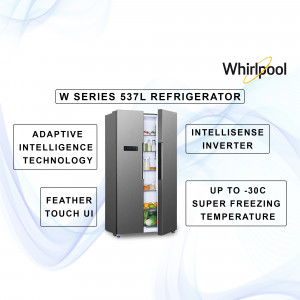 Whirlpool W Series 537L Side-by-Side Refrigerator with Adaptive Intelligence Technology