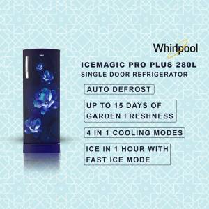 Whirlpool IceMagic Pro Plus 280L Single Door Refrigerator with floral design