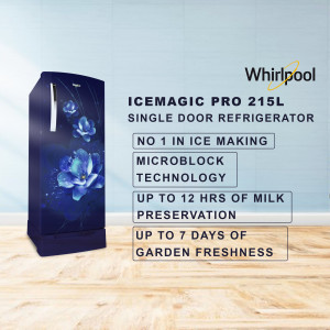 Whirlpool IceMagic Pro 215L Single Door Refrigerator with floral design