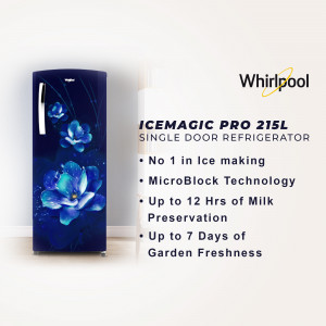 Whirlpool IceMagic Pro 215L Single Door Refrigerator with floral design
