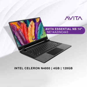 Avita Essential NB 14" laptop with colorful feather background