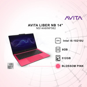 Avita Liber NB 14" laptop in Blossom Pink color with specifications