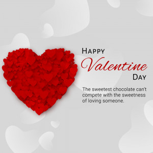 Red heart made of smaller hearts with Valentine's Day text