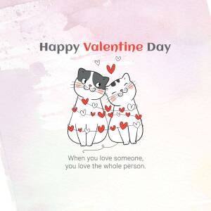 Two cute cats celebrating Valentine's Day with hearts