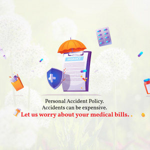 Illustration depicting insurance coverage for medical expenses and accidents.