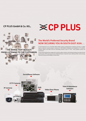 CP Plus security systems including CCTV cameras, DVRs, and access control devices.