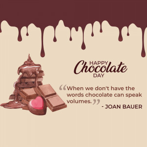 Chocolate Day greeting with dripping chocolate and chocolate bars