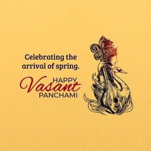 Illustration of Saraswati with a swan for Vasant Panchami