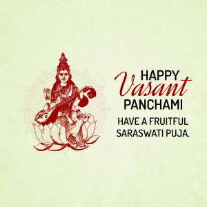 Illustration of Goddess Saraswati for Vasant Panchami