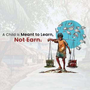 Illustration of a boy carrying heavy buckets instead of attending school, symbolizing child labor.
