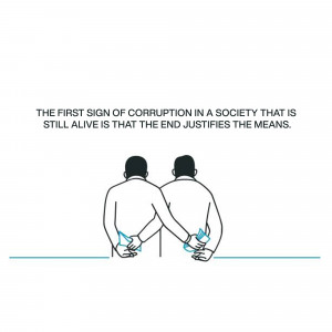 Illustration of two figures with hands behind their backs, representing corruption.