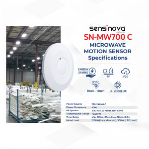 Sensinova SN-MW700 C Microwave Motion Sensor in a warehouse setting